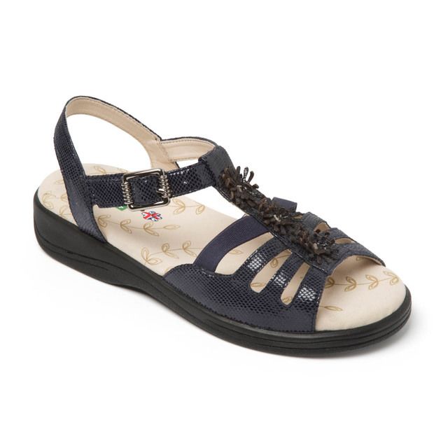 Padders Comfortable Sandals - Navy Patent Suede - 0767-25 SUNRISE EEE FIT